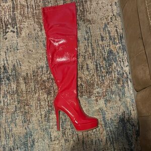 NIB Red Over-the-Knee Stiletto Boots